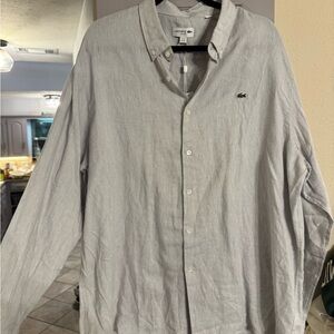Lacoste Men's Light Gray Casual Button-Down Shirt